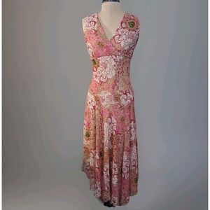 90s Y2K Womens Midi Babydoll Dress Sz 10 Flowy Asymmetrical Fairy Ethereal  Pink
